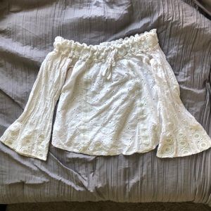 White crotchet off the shoulder top